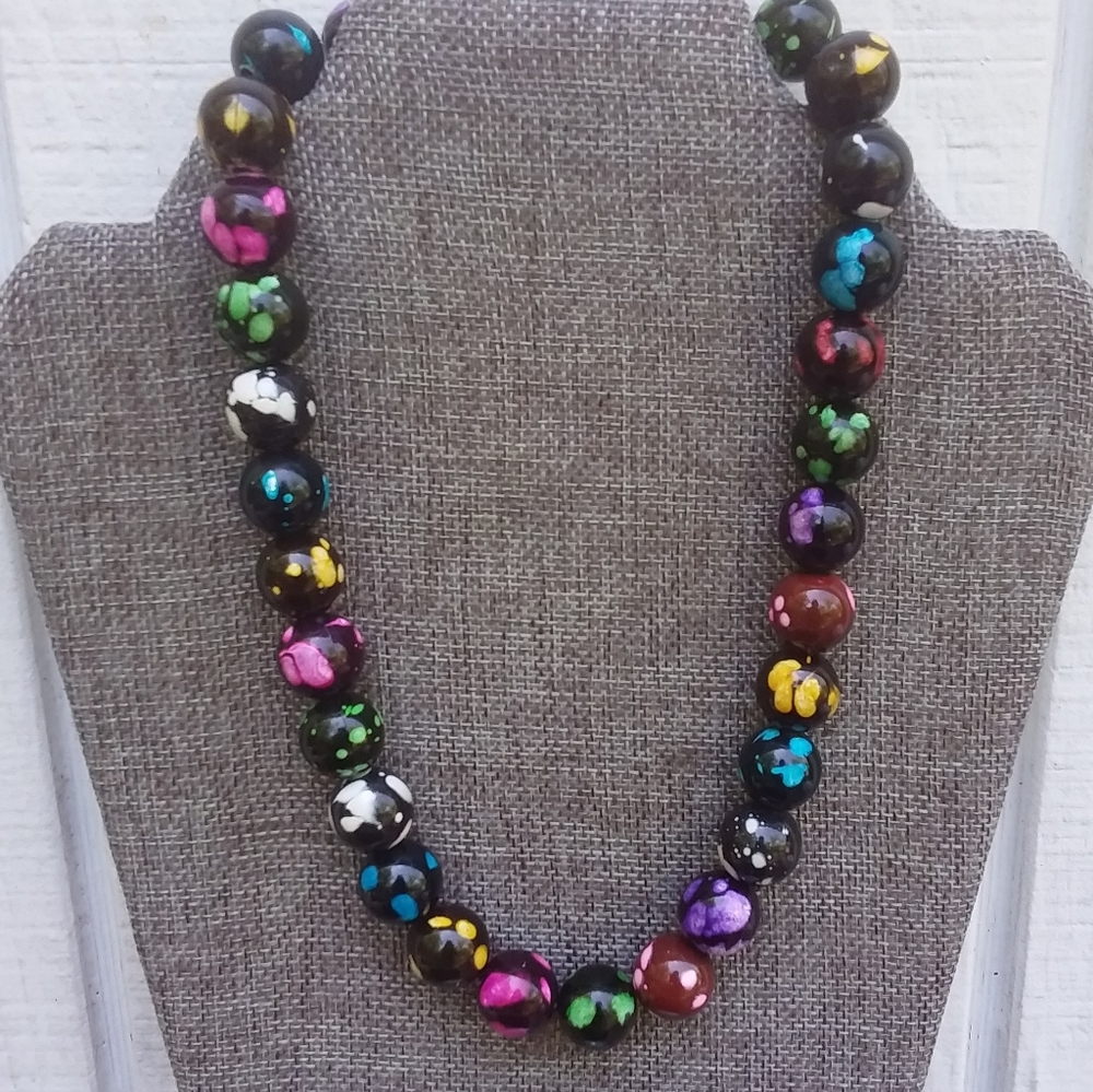 Vintage 60's Acrylic Beaded Toggle Necklace